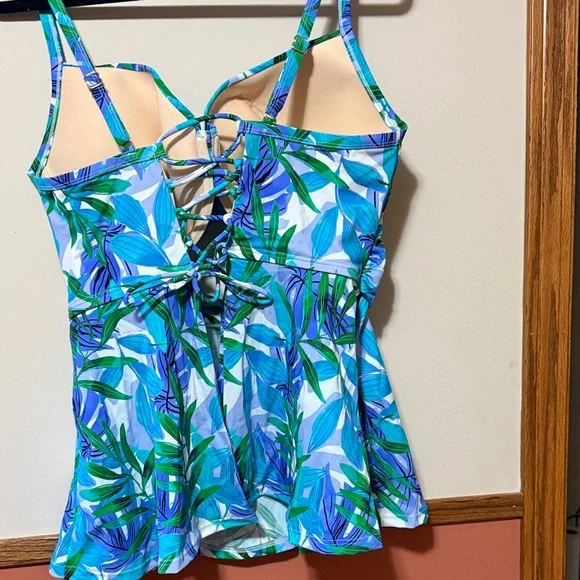 Swimsuits For All Tropical Blue and Green One Piece - Picture 3 of 4